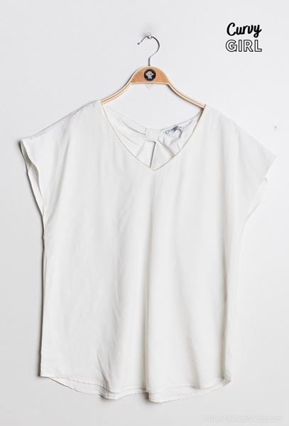 Picture of PLUS SIZE WHITE TOP GOLD TRIM WITH BOW